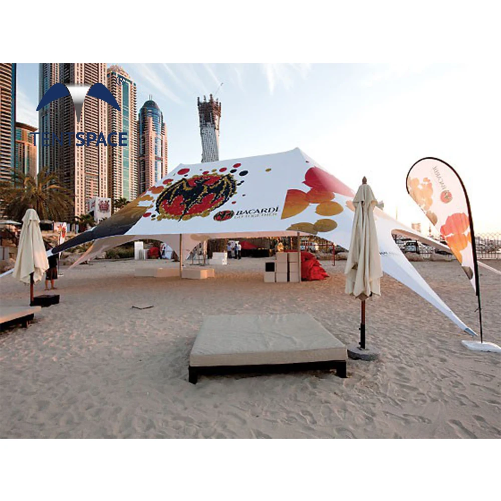 

OEM 2-Pole Star Canopy Tent Beach Sun Shelter For Trade Show Custom Printed Beach Tent