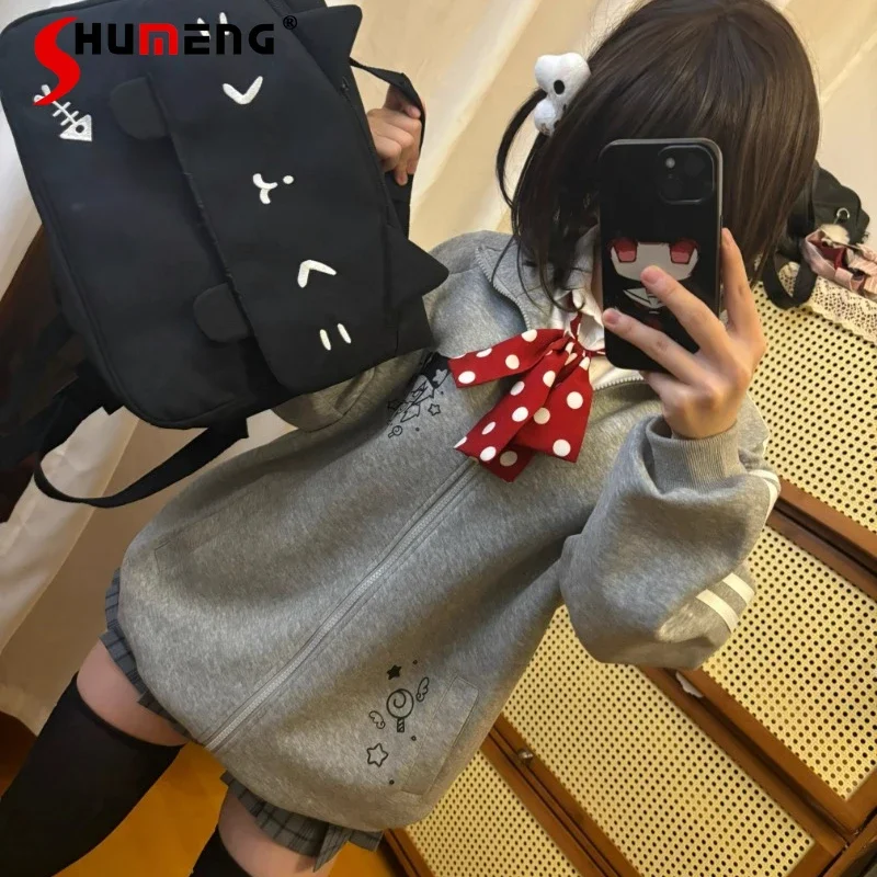 

Japanese Stand-up Collar Versatile Autumn Long-sleeved Jacket College Style Loose Sweatshirts Coat Kawaii Clothes Sudadera Mujer