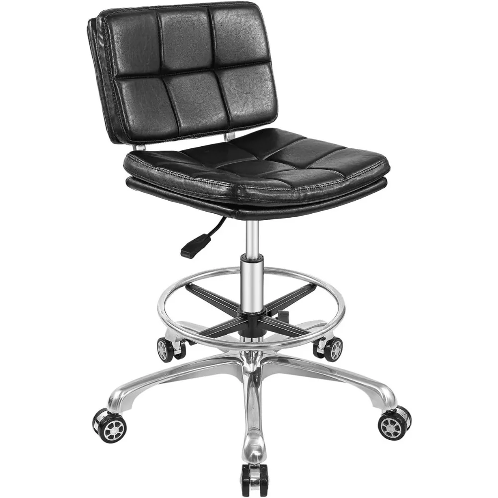 Rolling Swivel Drafting Chair Adjustable Heavy Duty (400lbs) Lumbar Support Task Chair for Home Desk Studio Design Lab(Medium)