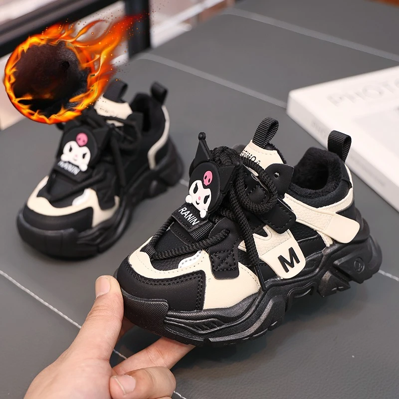 

Winter Warm Girl Kuromi Sports Shoes Breathable Running Tennis Shoes Sanrio Hello Kitty Kawaii Child Cartoon Casual Shoes Cute
