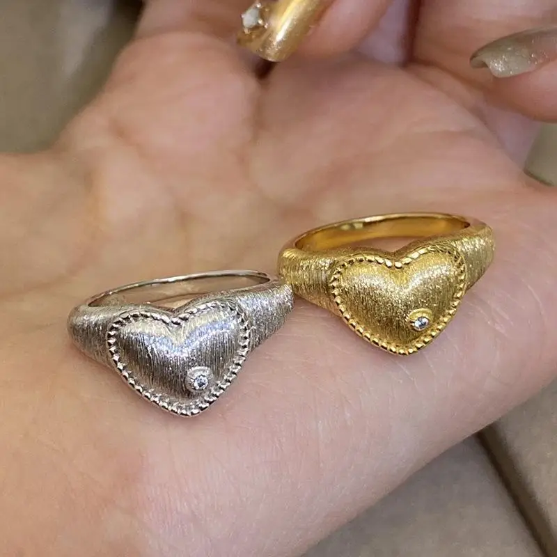 

Женские кольца в форме сердца из серебра 925 пробы с бриллиантами, новые из античного золота, изысканные ювелирные изделия для банкета и помолвки