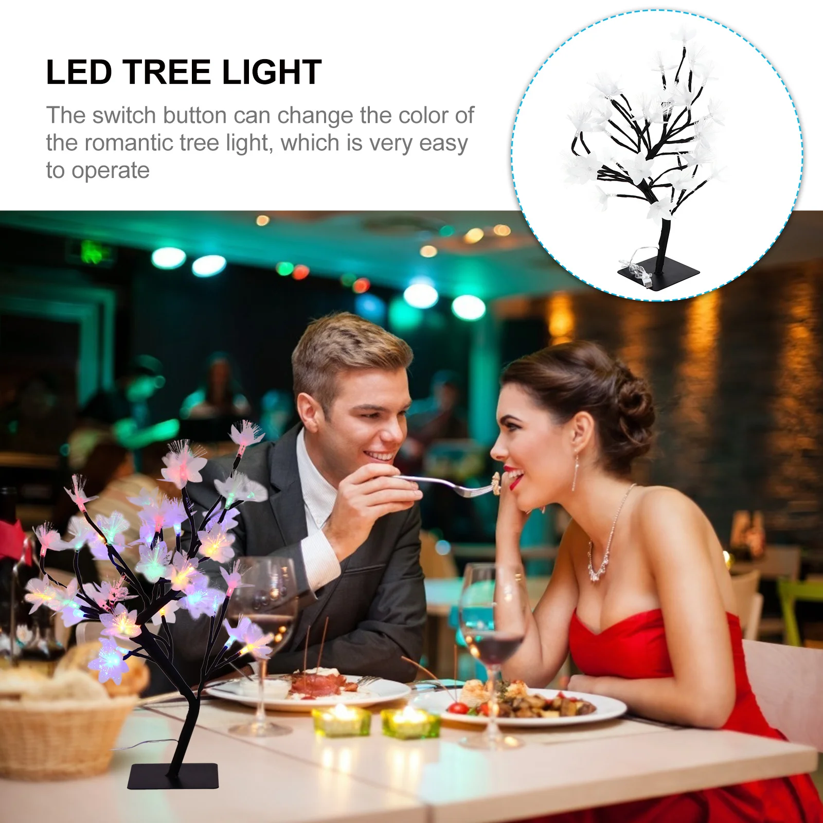 

1pc 36Led Fiber Optic Flower Tree Light Usb Powered Adjustable Color Changing Tabletop Lamp For Bedroom Office Wedding Christmas