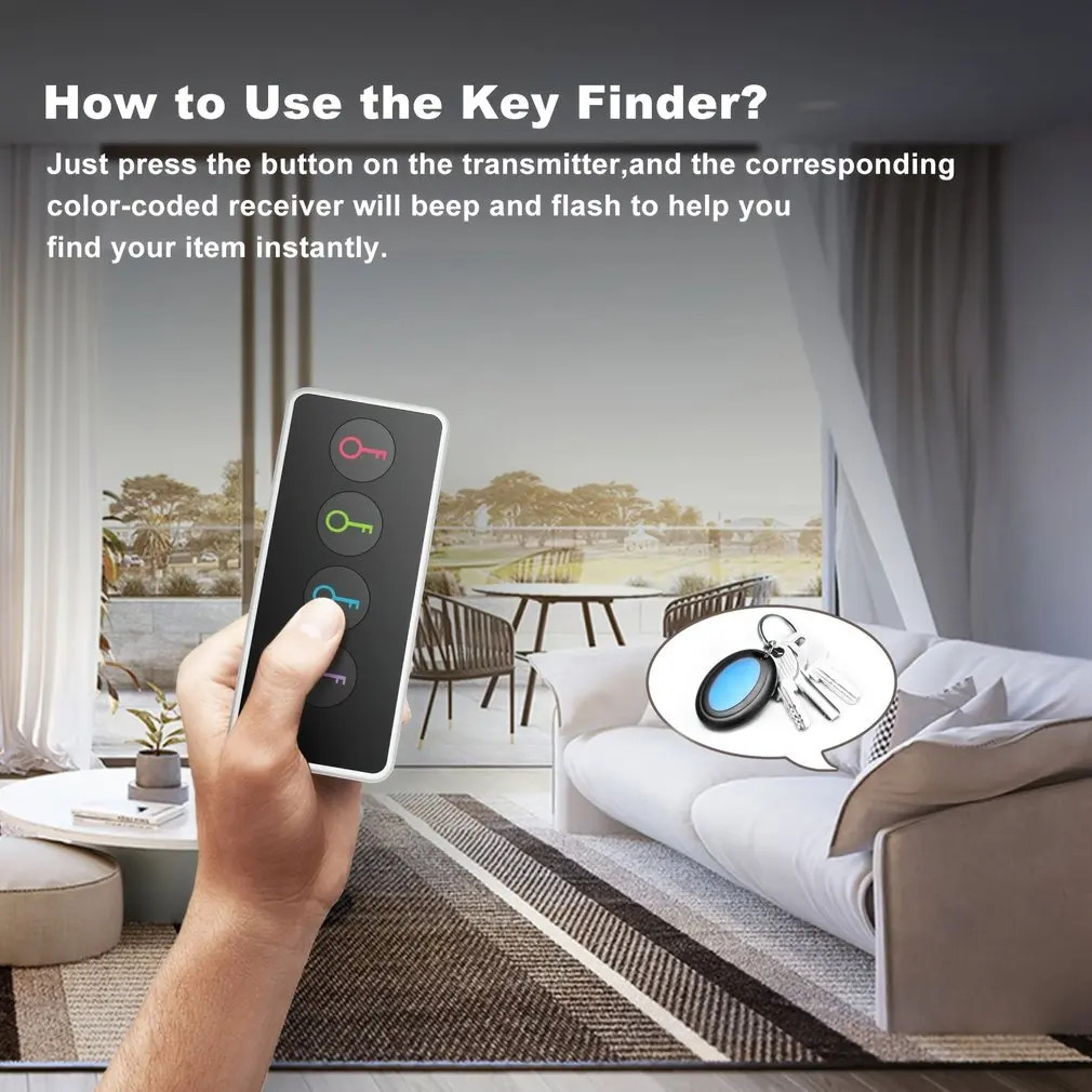 Advanced Wireless Key Finder Remote Key Locator Phone Wallets 4 in 1 Anti-lost with Torch Function 4 Receivers and 1 Dock Adult
