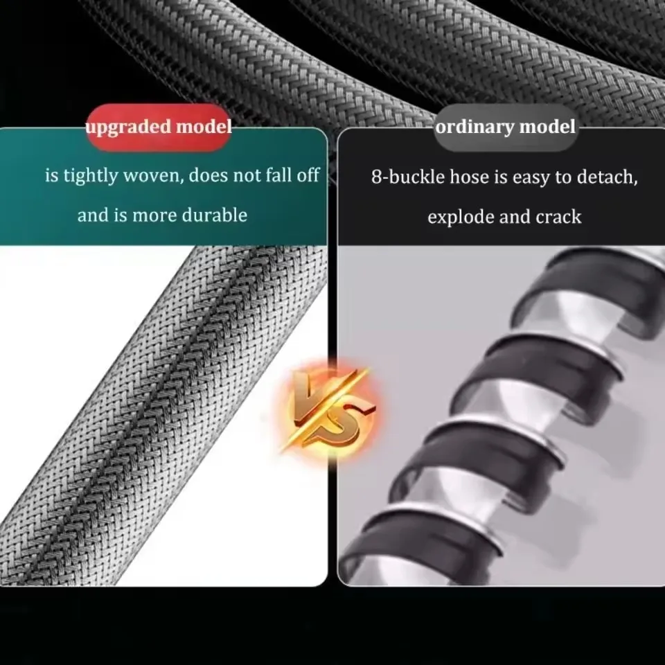 1.5/2M Nylon Rope Braided Shower Pipe 4 Points Universal Water Pipe Hot And Cold Shower Head Explosion-proof Connecting Pipe