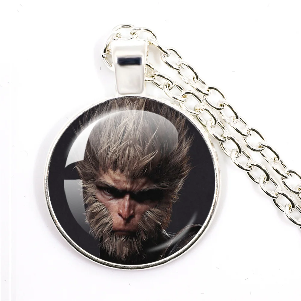 Game Black Myth: Wukong 25MM Round Glass Cabochon Charms Necklace For Fans Game Lovers Gift Bajie And Wukong