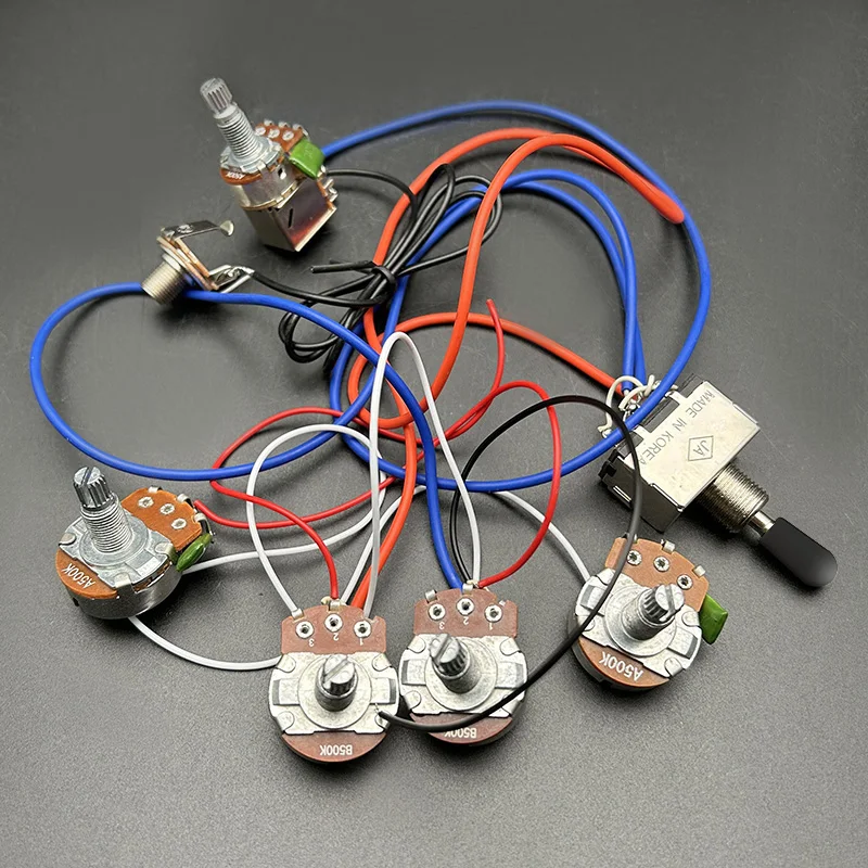 Electric Guitar Wiring Harness Kit 2V2T Pot Jack 3 Way Switch for
