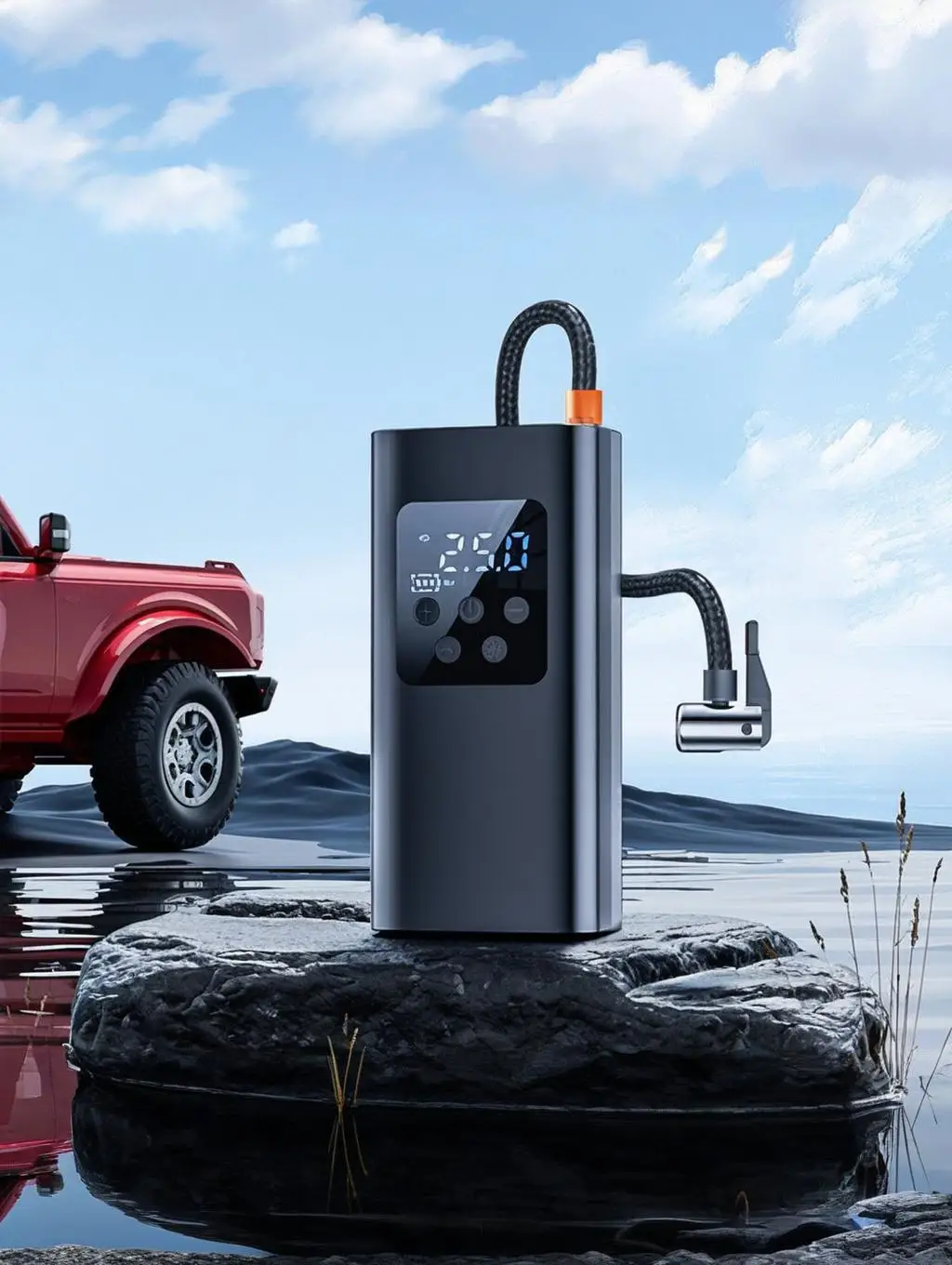 Draadloze autoluchtpomp 150PSI elektrische bandenpomp Draagbare luchtcompressor voor motorfiets, autobanden en ballen - afbeelding 2
