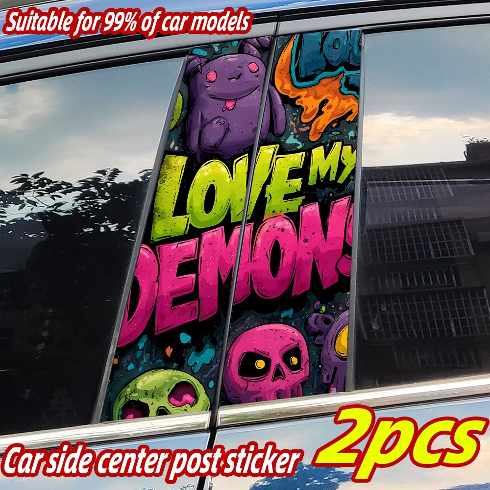 

Love My Demon Car Stickers Auto B Pillar Waterproof Sunscreen Decor Cover Scratches Car Door Pillar Vinyl Decals Accessories