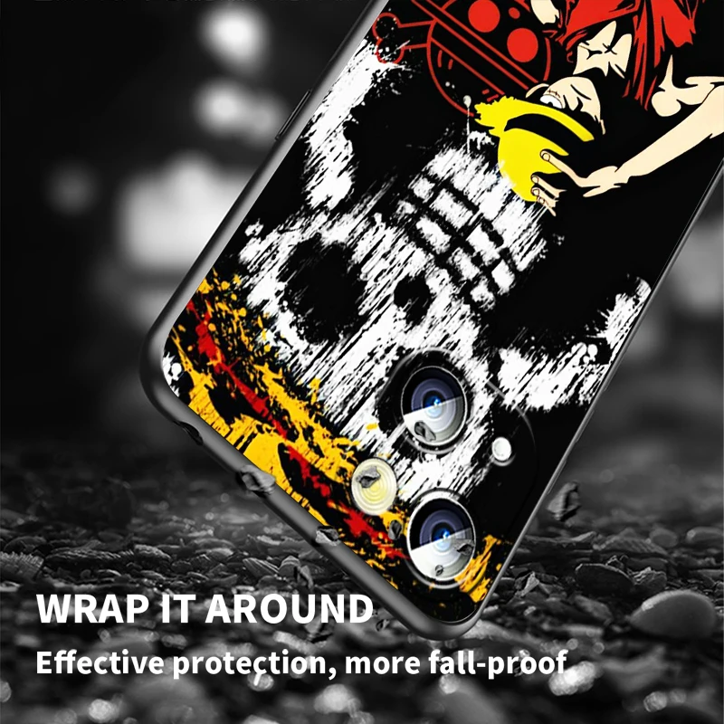 One Piece Animation Cartoon For iPhone 15 14 13 12 11 XS XR X 8 7 SE Pro Max Plus Mini Black Funda Phone Case