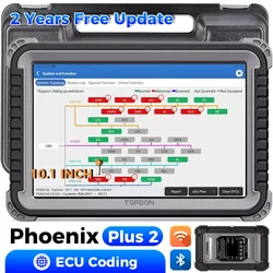 Topdon Phoenix Plus 2 Car Diagnostic Tool OBD2 Scanner Automotive Professional VAG Bi-Directional Control ECU Coding Active Test