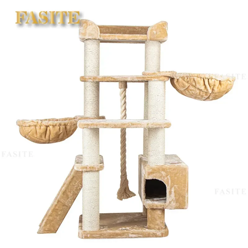 For Cat Climbing Frame Multi Layer Cat Tree with Scratching Posts Integrated Cat Nest Condo Furniture for Indoor Cats
