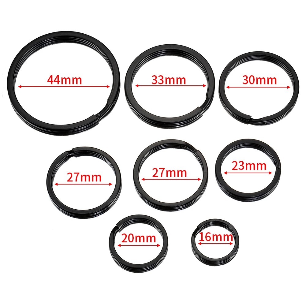 10 stks Legering Zwarte Platte Sleutelhangers 20-50mm Ronde Metalen Sleutelhouder Sluit Ring voor DIY Sieraden sleutelhanger Component Accessoires