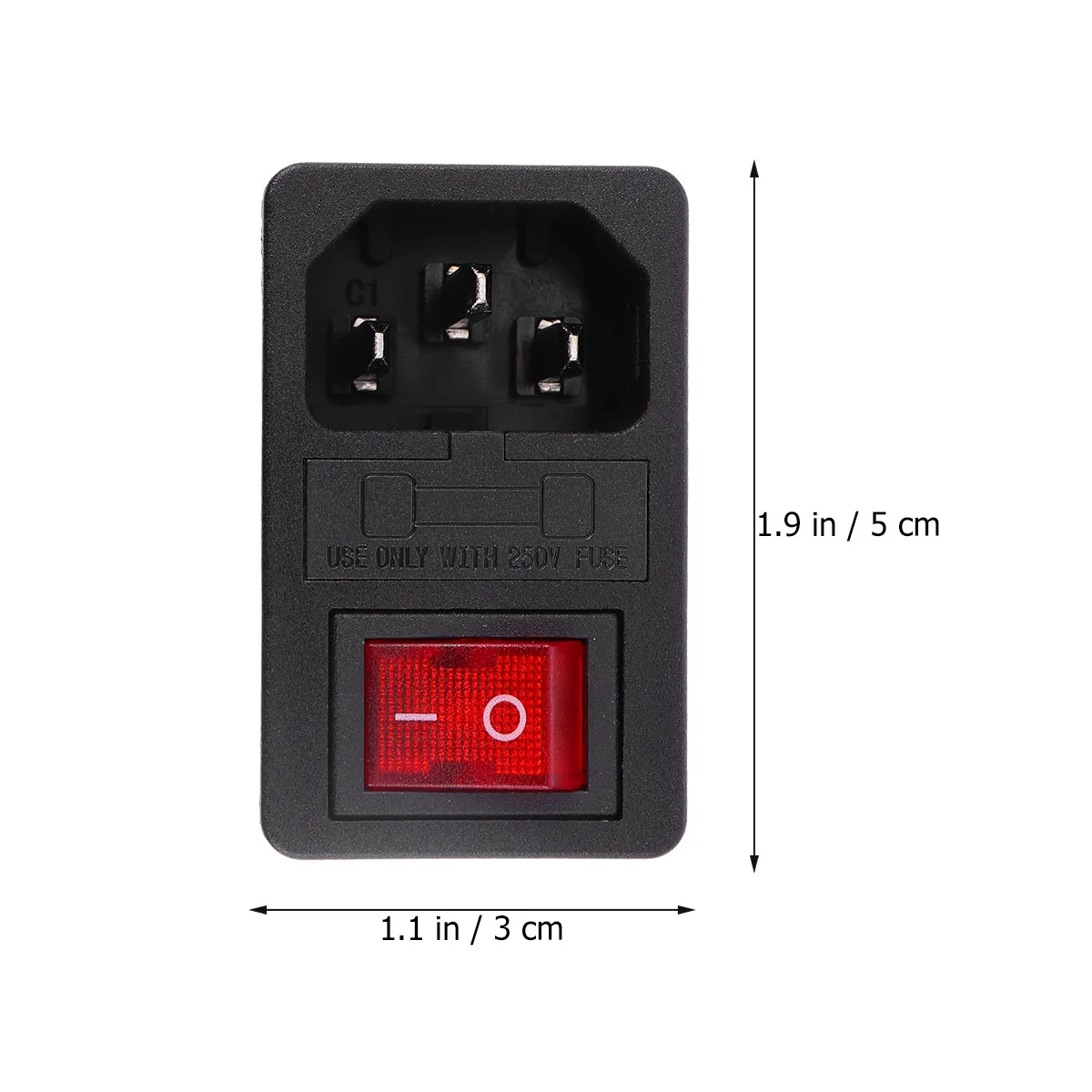 3-Pin Male Ac Power Plug Socket 10A 250V Rocker Switch Fuse Holder Power Inlet Electrical Outlet for Desktop Computers Neon