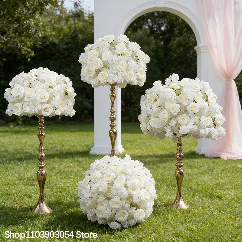 Weiße Rose Kirschblüte Künstlicher Blumenball Tischdekoration Luxuriöse Hochzeitsfeier Event Elegante Dekoration Wegweiser-Display – Detail 5