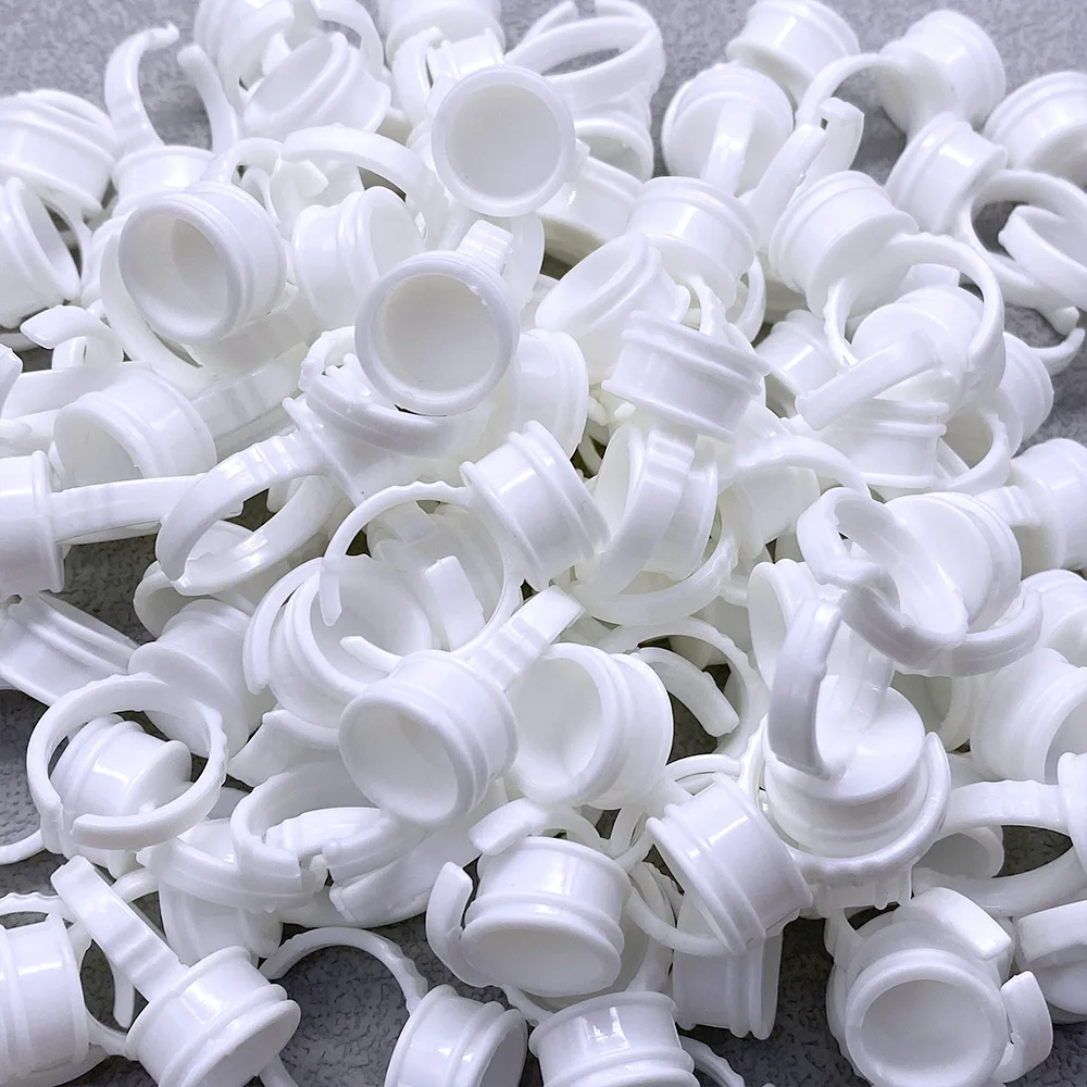 100 Uds. Taza de anillo de pegamento desechable para ventilador de pestañas soporte de pigmento de tatuaje contenedor de extensión de pestañas soporte de pegamento suministros de maquillaje