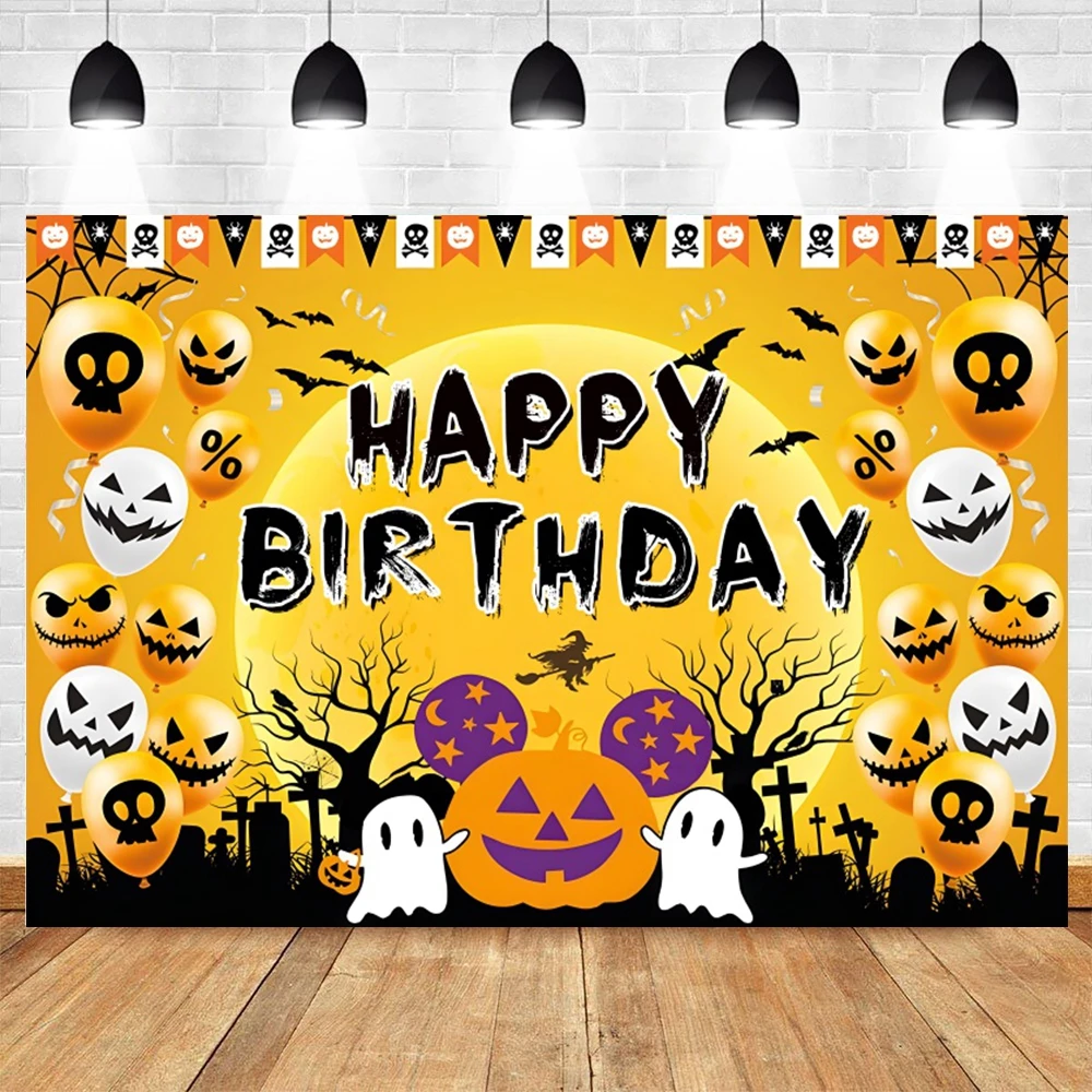 Halloween Photography Backdrop Spooky Moon Night Pumpkin Lantern Horror Party Kids Birthday Decor Background Photo Studio Props