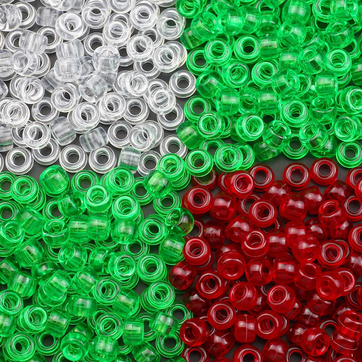 Loose Cylindrical Beads Red Green White Transparent Acrylic For Jewelry Making DIY Christmas Decoration Bracelet Accessories 9MM