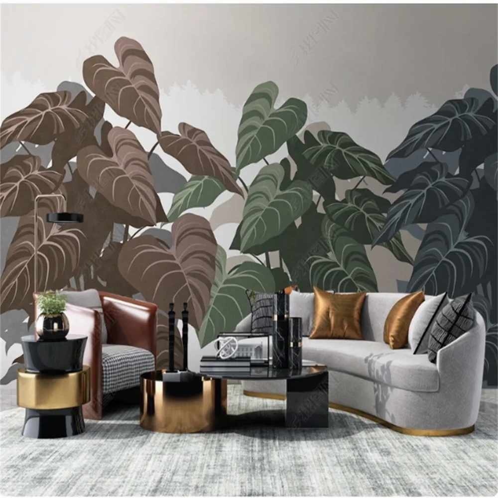 Photo personnalisée rétro feuilles papier peint Art abstrait peintures murales fonds d'écran pour salon TV canapé chambre décor à la maison Papel De Parede 3D