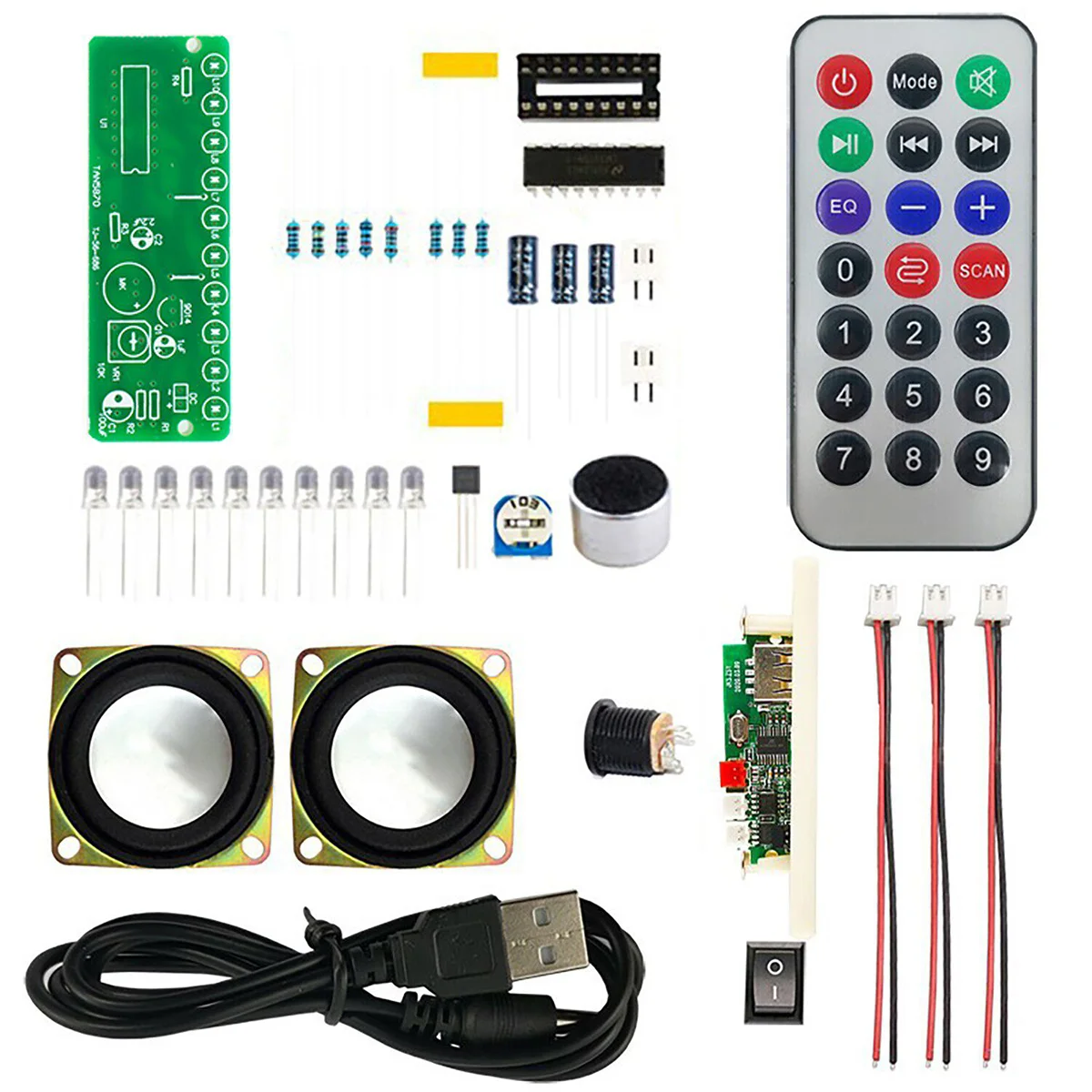 Bluetooth Speaker DIY Solder Kit,Dual Channel Amplifier with LED Spectrum Display,Electronics Teaching Practice Module