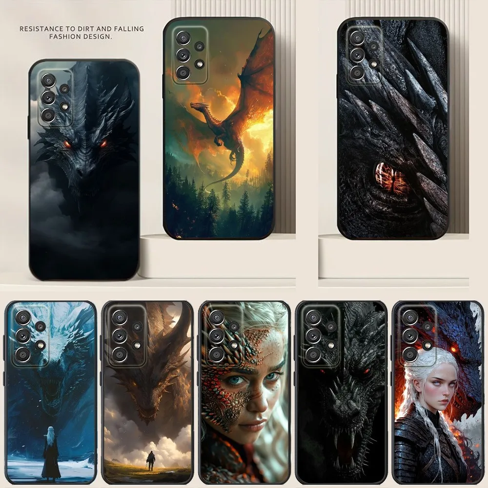 Funda de teléfono Art Dragon para Samsung S24,S21,S22,S23,S30,Ultra,S20,Plus,Note,10,9,5G, funda de silicona suave negra