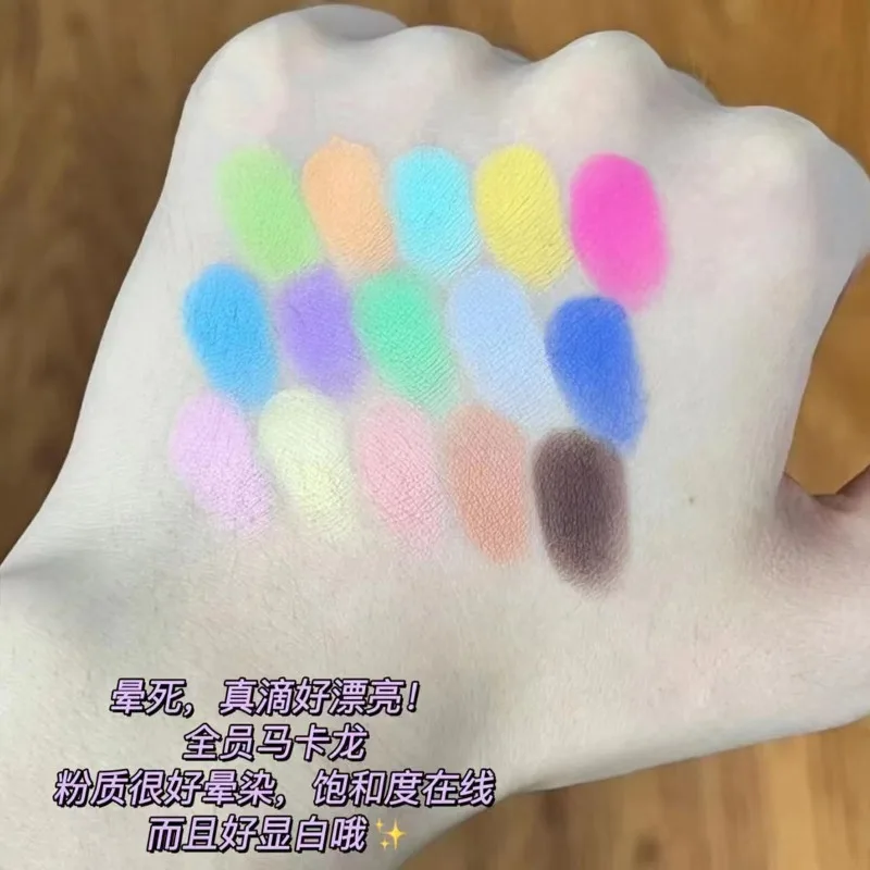 Rainbow 15 Color Eye Shadow Makeup Plate Macaron Shimmer Neon Chrome Powder Eyeshadow Eyes Makeup Cosmetics