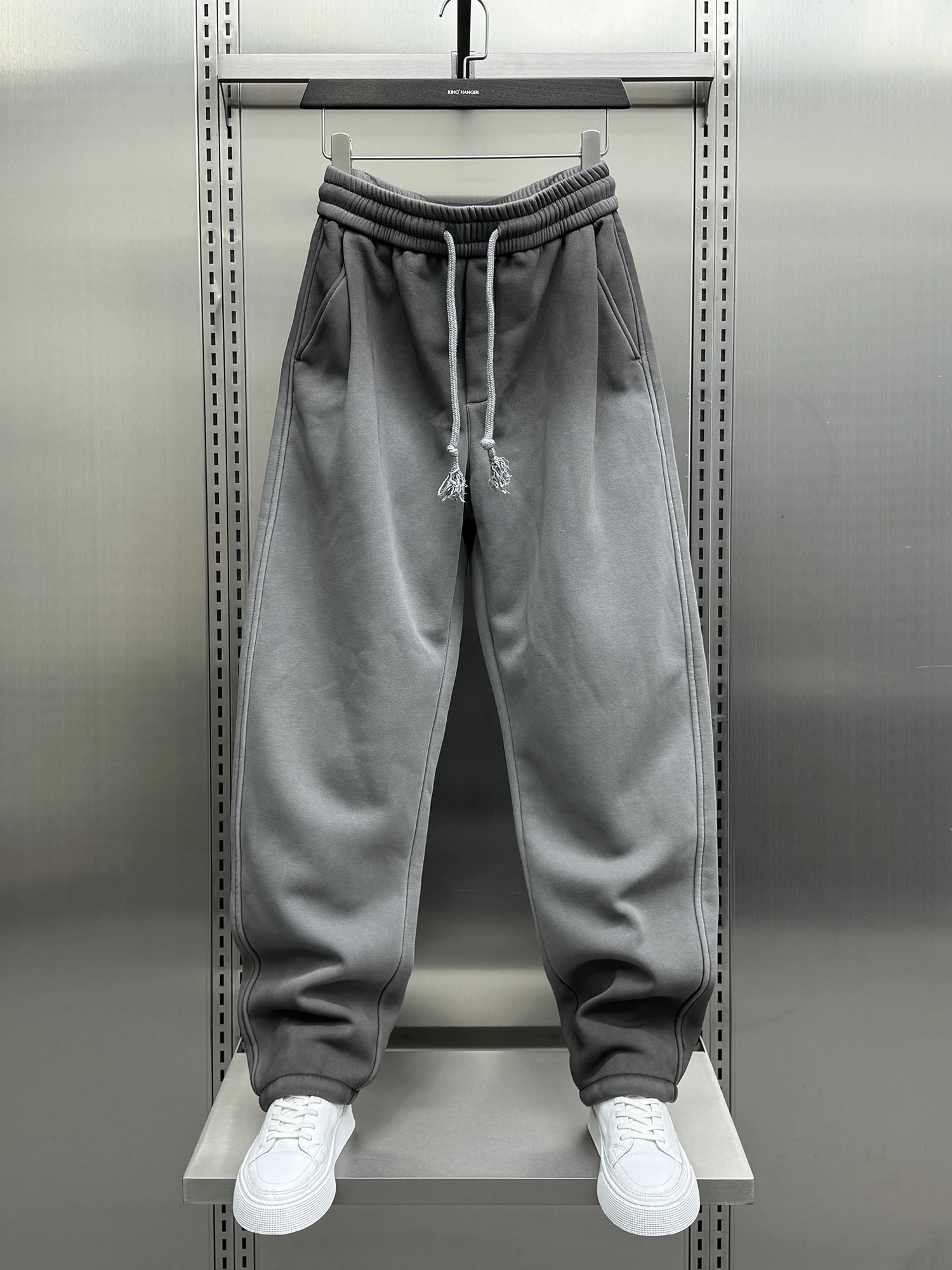 

Модные мужские брюки прямого кроя с начесом, двухцветные, повседневные, свободного кроя, в пол, для осени и зимы