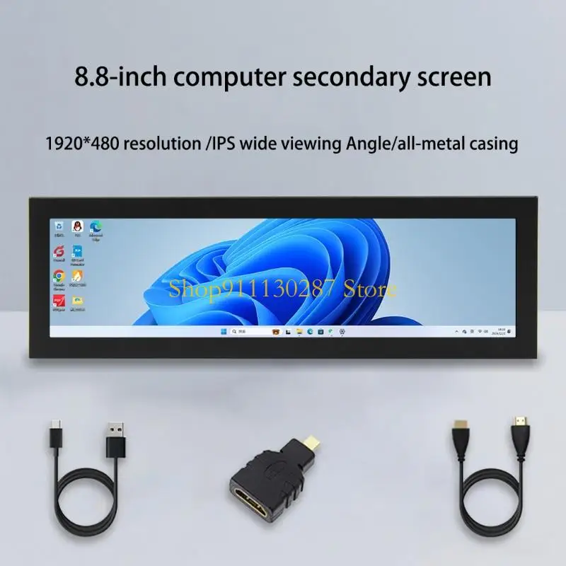 

J1HC Компактный дополнительный экран с диагональю 8,8 дюйма для корпуса компьютера AIDA64 Мониторинг данных графического вход