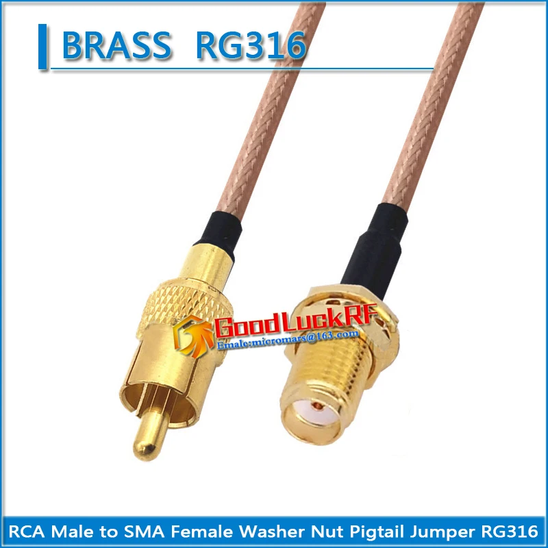 

1X Pcs RCA Male to SMA Female Washer O-ring Bulkhead Mount Nut Pigtail Jumper RG316 Extend cable copper video recorder