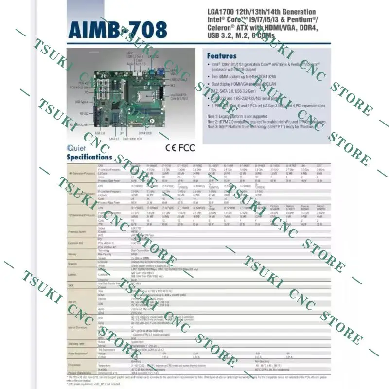 

AIMB-708G2 motherboard supports 12th generation CPU dual network ports for fast shipping. Brand new