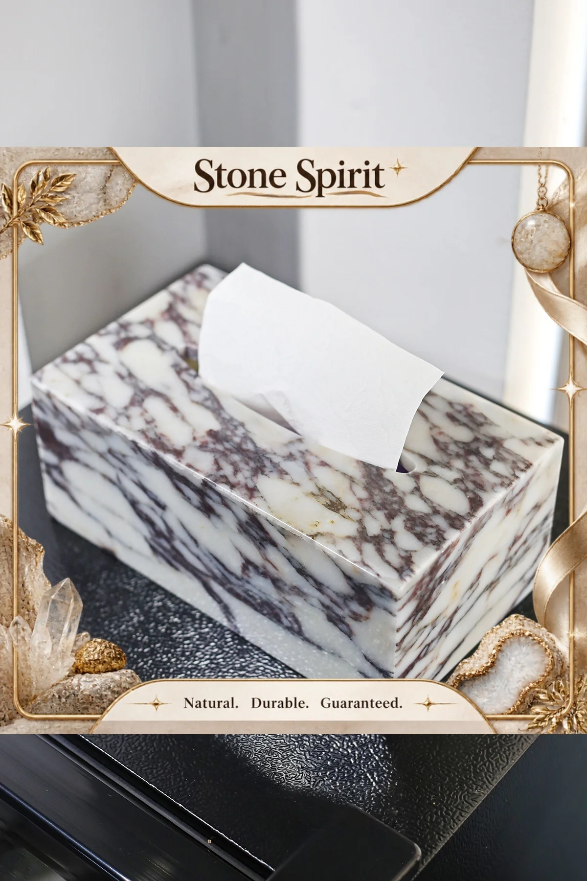 Natural Marble Tissue Box for Bathroom Home Decor Turkey Calacatta Viola Travertine Napkin Container Vessel European Style