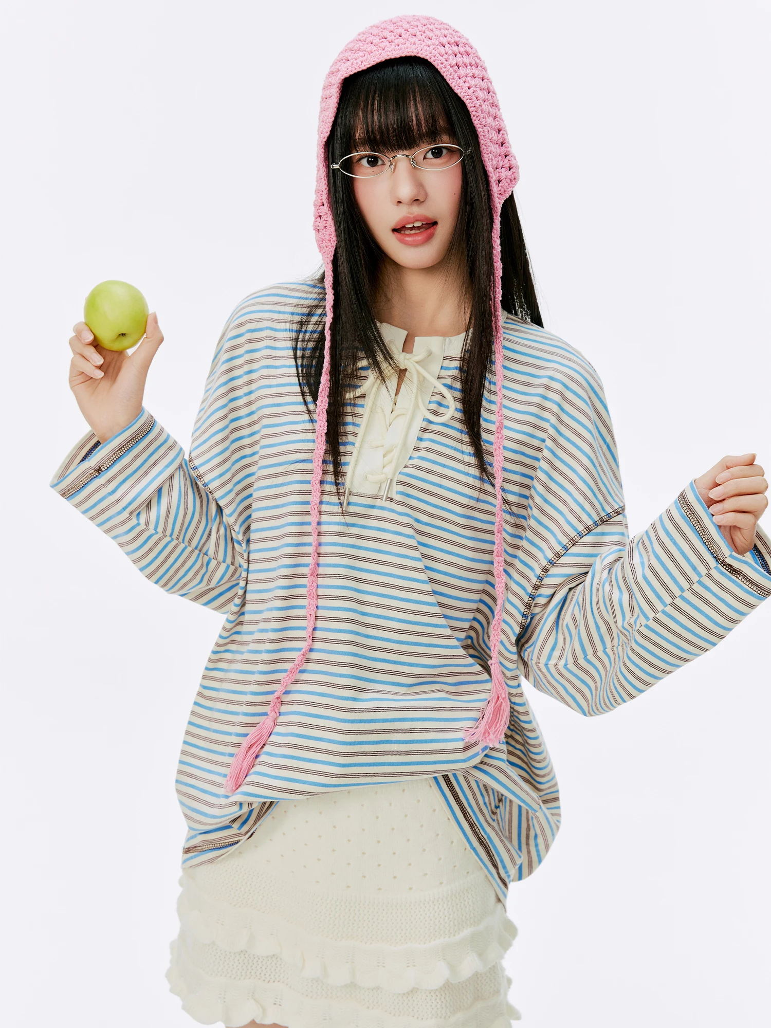 

Burgenland Women's Long Sve T-irt Pure Cotton Loose Fit Base Layer irt Roman Strap Design Korean Sle Summer Top