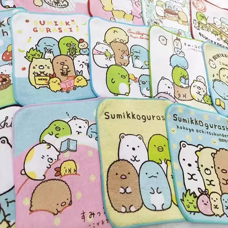 5pcs/lots，16x16cm,cartoon anime Sumikko Gurashi stylish bath towels cotton handkerchief soft face scrubber baby soft plush toys