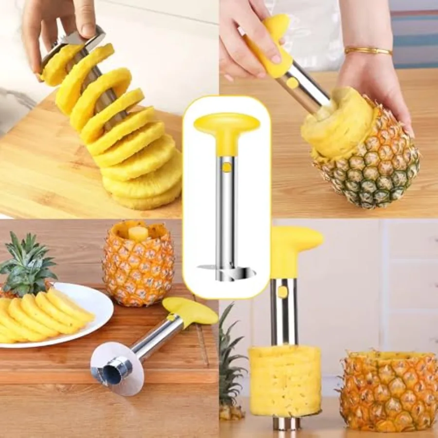 Ananassnijder en boorgereedschap Roestvrijstalen ananassnijder met gemakkelijke handgreep 2in1 fruitschiller Corersnijder voor Perfe