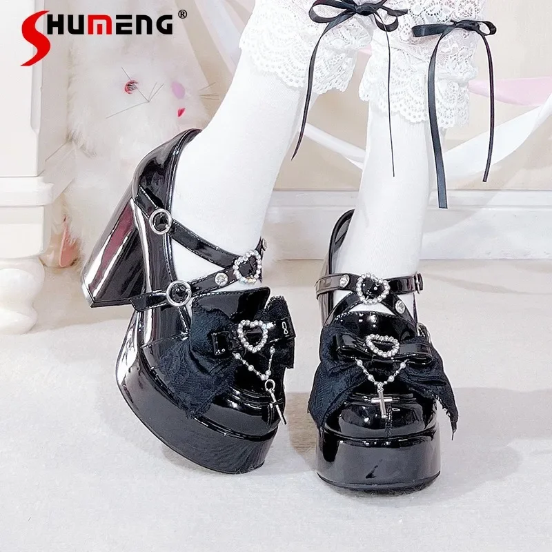 

Original Japanese Lolita Style Sweet Cute Black Pumps Mass-produced High Heels Thick Heel Waterproof Table Shoes Mine Shoes Girl