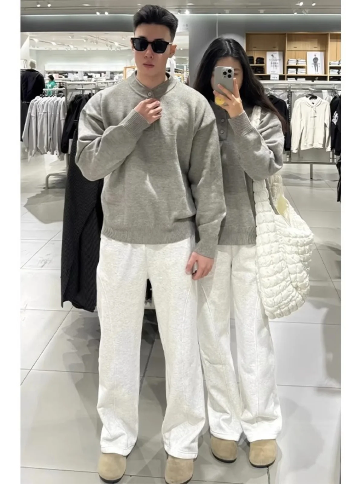 

Мужские зимние утепленные брюки прямого кроя на флисовой подкладке, белые, с цветочным принтом, удобные, свободного кроя