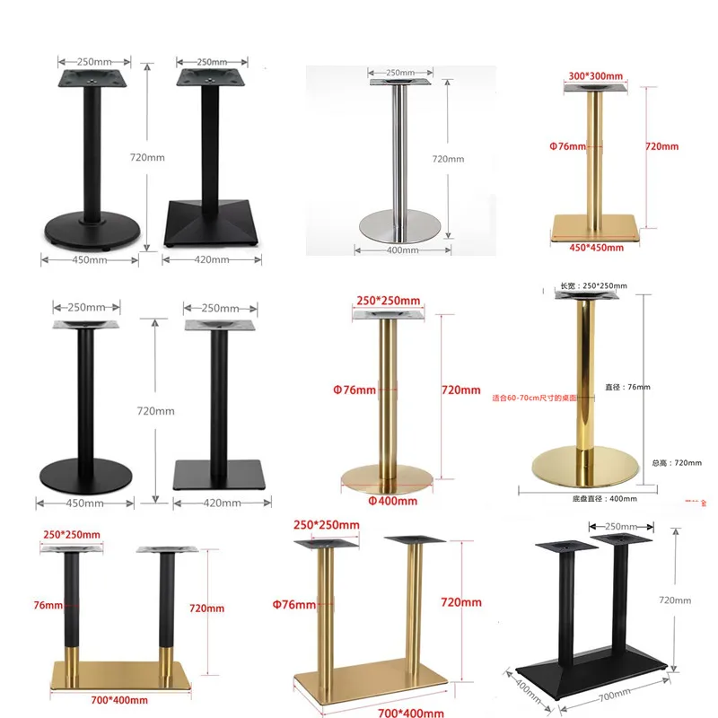 Table legs support stainless steel plated rock plate large plate support coffee table cast iron square circular restaurant table