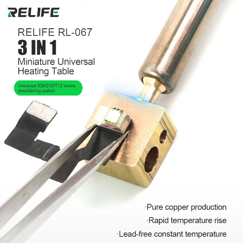 Relife RL-067 3 in 1歯科用ユニバーサル加熱テーブル、さまざまなケーブルホルダー、はんだ除去ステーション、210、936、t12シリーズ