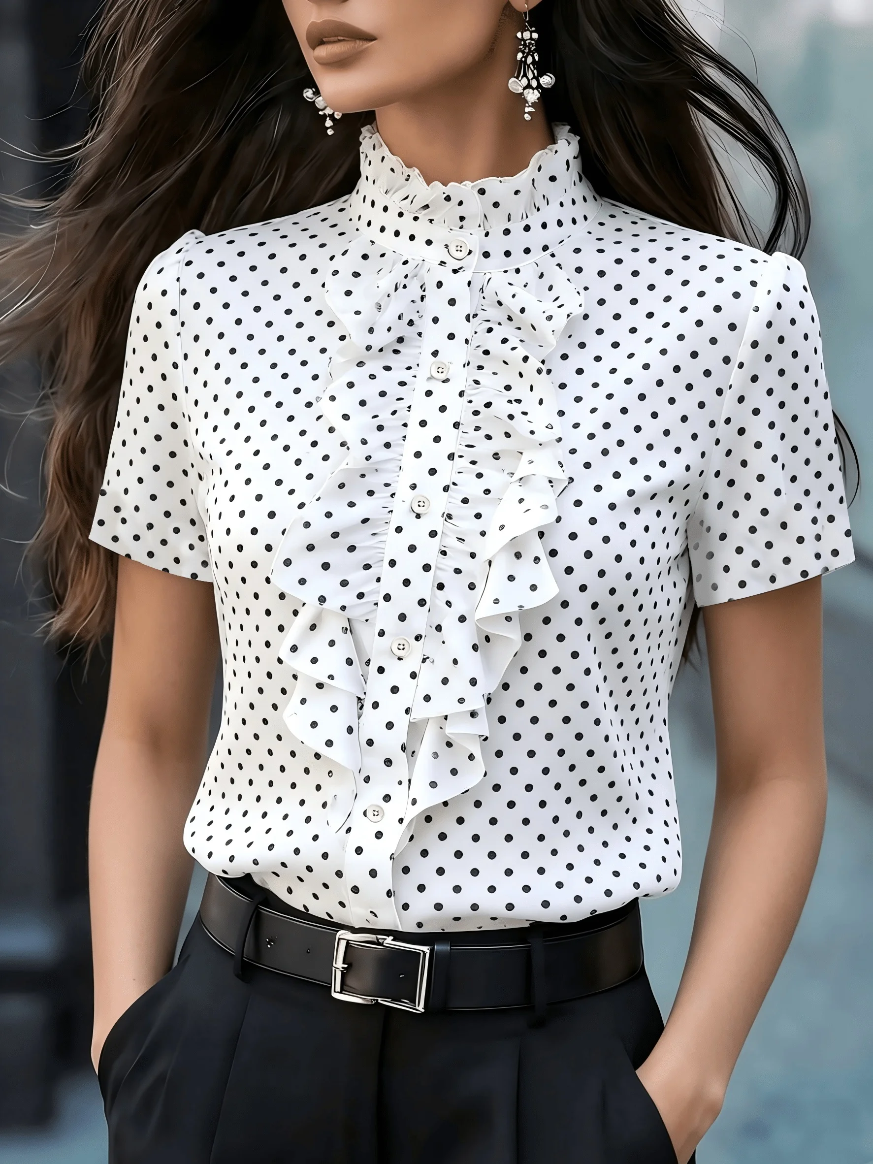 Elegante, lässige Damenbluse mit kurzen Ärmeln – perfekt für den Wochenendurlaub