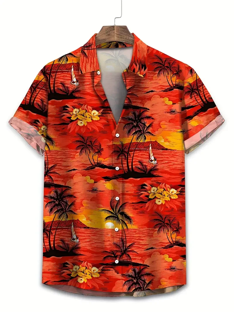 

Men's Hawaiian Vacation Casual Shirt Slight Stretch,Summer Floral 3D Print,Lapel Collar Shirt Leisure Mens Clothes Free Shiping