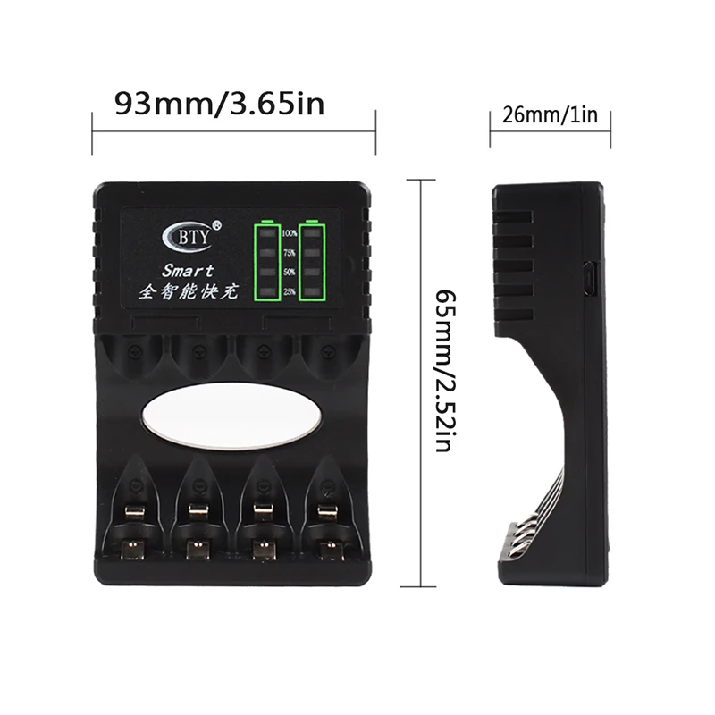 Intelligent Fast Led Charger 4-Slots for AA AAA Ni-MH Ni-Cd Rechargeable battery Short Circuit Protection with LED Indicator