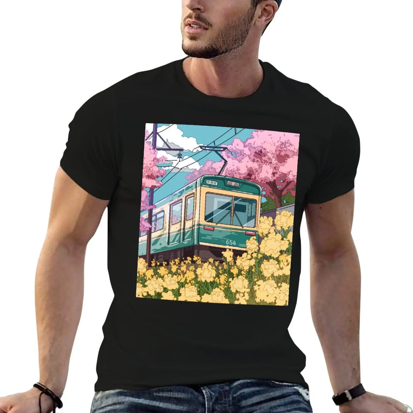 

train man and Japanese spring the cotton traveling t shirts funny shirts t The funny T-Shirt