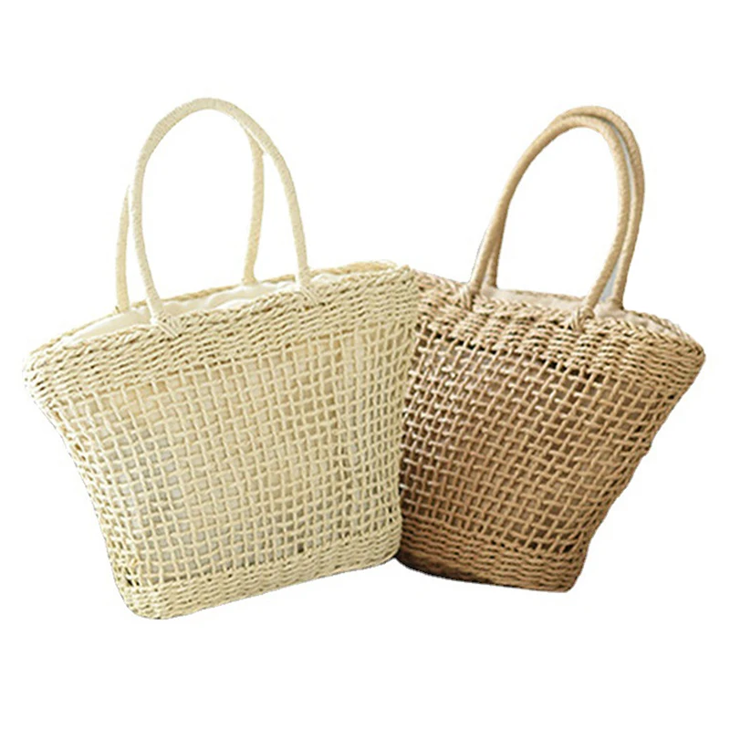 The New Wisp Mesh Checkered Handmade Straw Bag Casual Weaving Women\'s Bag Gives A Gift To A Friend