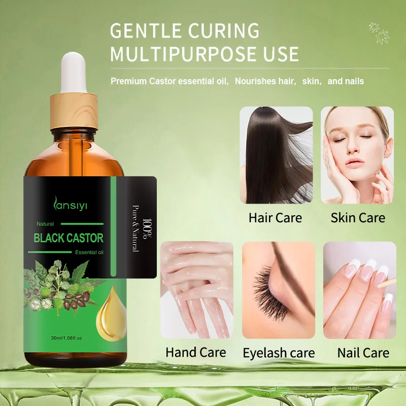 30ml Body Essential Oil Castor Pure Base Nail Hair SPA Natural Moisturizing Dry Cracked Massage Use Skin Care With Tool