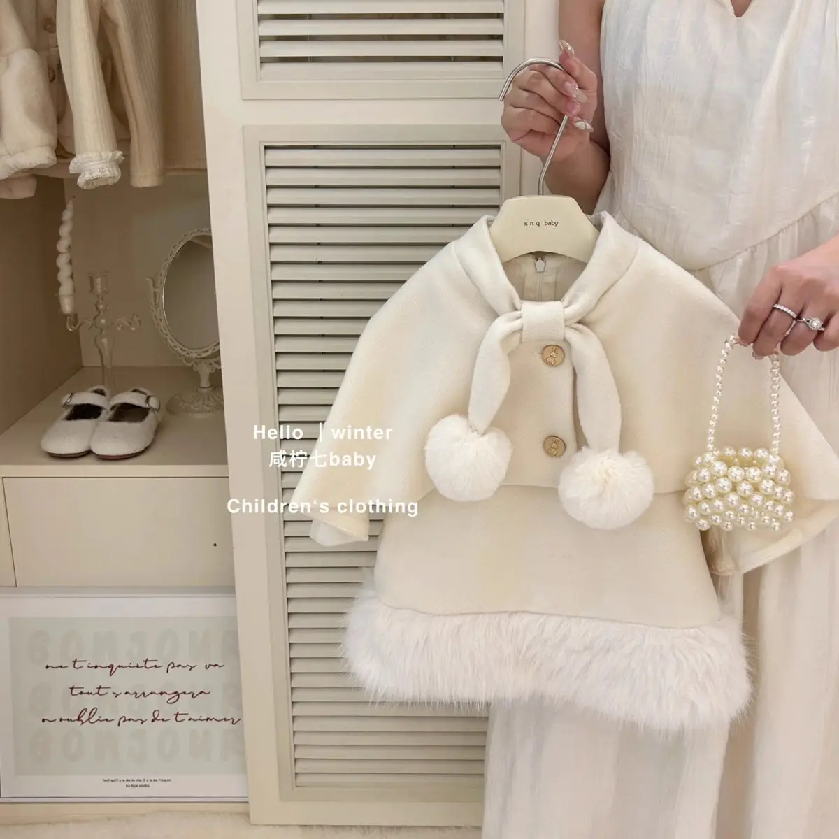 

Autumn and Winter Girls' Set New Children's Woolen Cloak Coat+Tank Top Skirt Thickened 2-piece Set