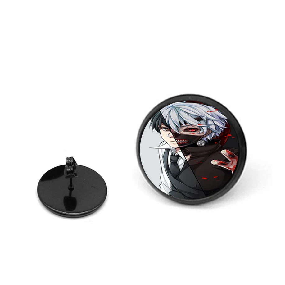 Pendientes de dibujos animados de Anime Tokyo Ghoul para niñas, aretes redondos de 2 piezas, color negro