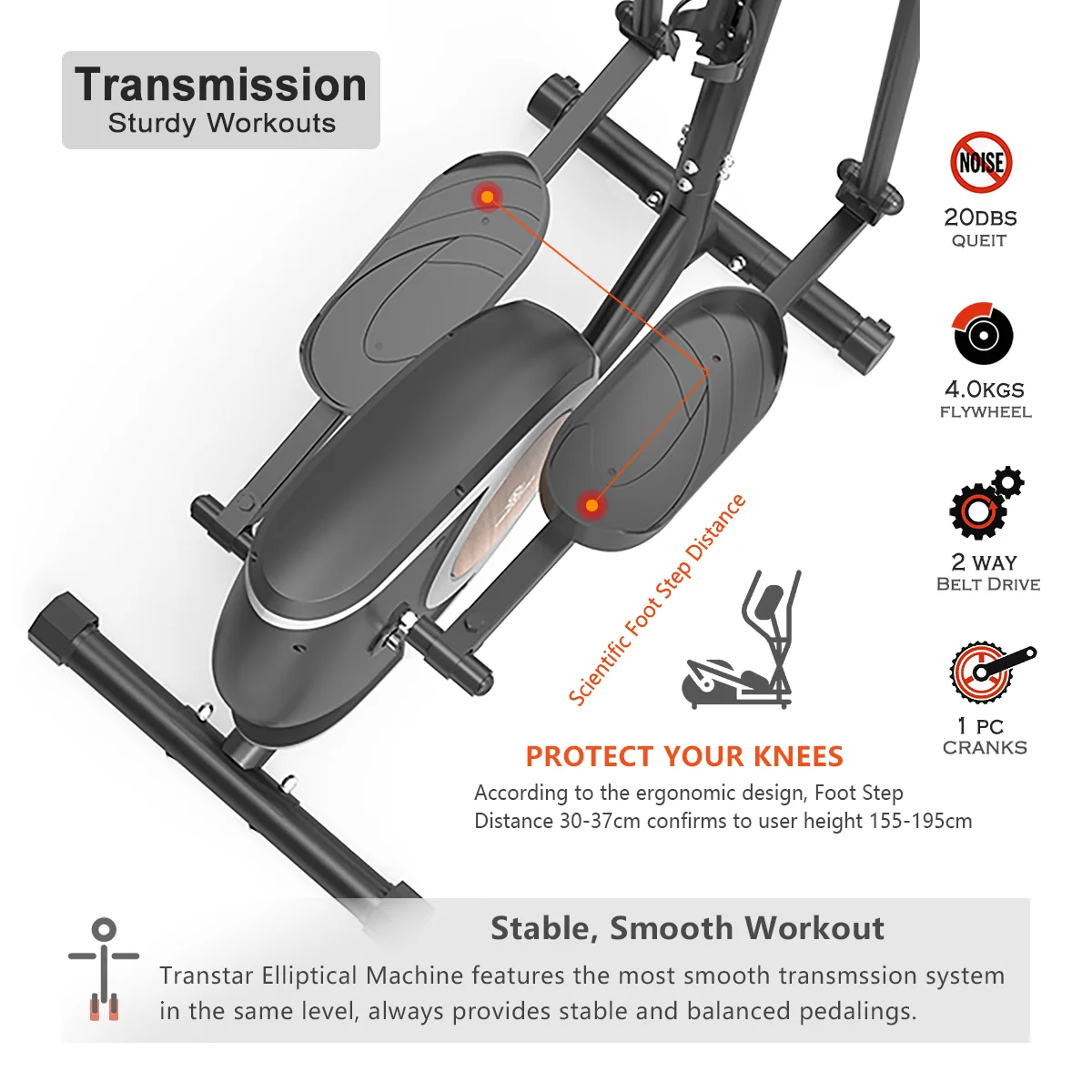 Online Hot Sale Cardio Exercise Cross Trainer Home Use Elliptical Machine with 16 Levels Resistance