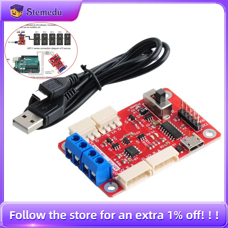 URT-1 Steering Gear Debugging Board USB/URAT to RS485/TTL Module Multifunctional Serial Signal Converter For Servo Motor