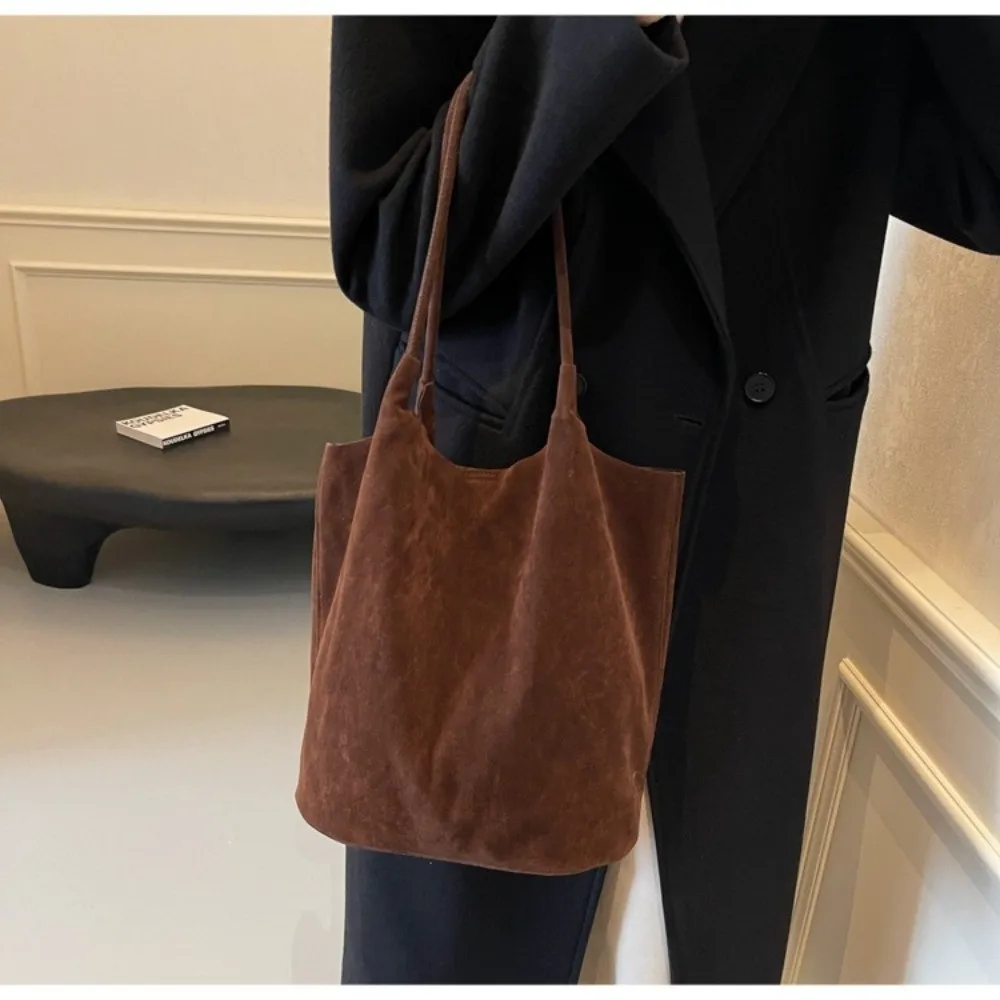 

Универсальная сумка подмышки в стиле ретро, однотонная сумка из искусственной замши, большая вместимость, включая 1 маленькую сумку, кошелек-тоут для женщин