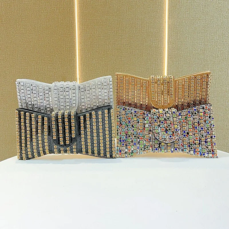 Vintage Rhinestone Clutch Elegant Shoulder Bag Women's Evening Purse Fully Beaded Small Crossbody Party Handbag