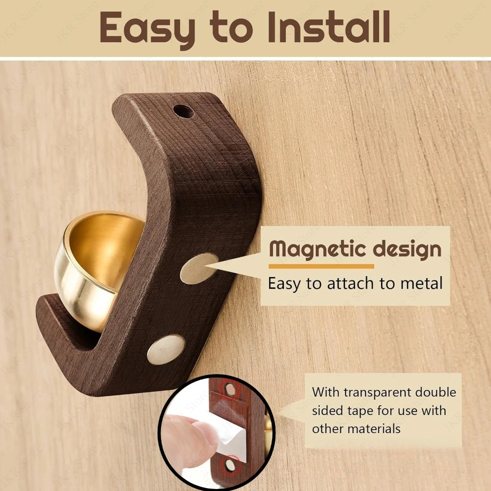 1/2 Piezas Campanilla de Viento de Madera Maciza para Puerta de Entrada, Campana de Advertencia de Apertura de Puerta, Decoración Colgante de Madera para Hogar, Oficina, Regalo